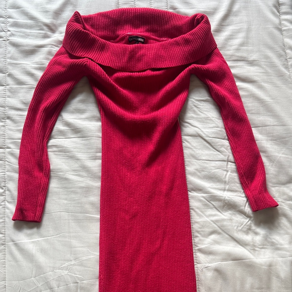 Fashion Nova Vibrant Red Off-Shoulder Sweater